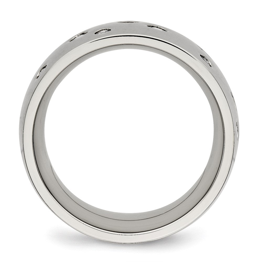 Buy Stylish 12mm Chisel Polished Stainless Steel Band with CZ Accents