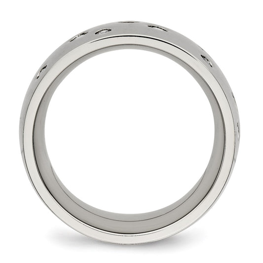 Buy Stylish 12mm Chisel Polished Stainless Steel Band with CZ Accents