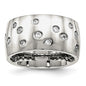 Buy Stylish 12mm Chisel Polished Stainless Steel Band with CZ Accents-1