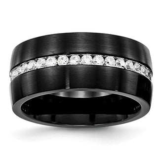 Exclusive Chisel 10mm Stainless Steel Band | Stylish Black IP Finish & CZ Accents