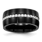 Buy Stylish Chisel 10mm Stainless Steel Band with Black IP Finish & CZ Accents-3