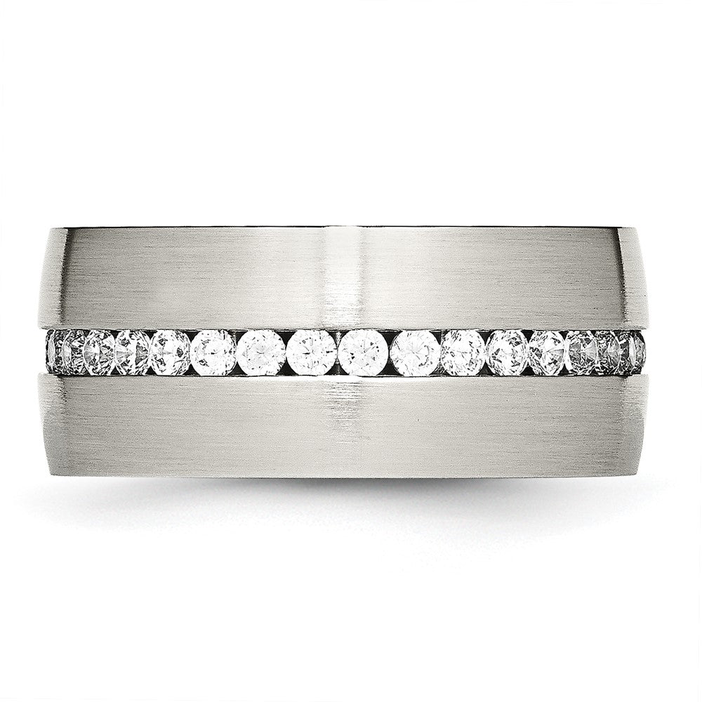 Buy Stylish 10mm CZ Accent Chisel Stainless Steel Band - High-Quality Design