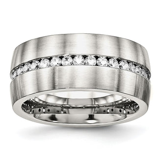 High-Quality Designer Stainless Steel Band, 10mm CZ Accent - Affordable Price