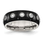 Buy Exclusive 7mm Chisel Half Round Band | Black IP-Plated Steel & CZ Accents-1