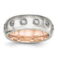 Buy Stylish 7mm Polished Rose IP-Plated Stainless Steel Chisel Band with CZ-2