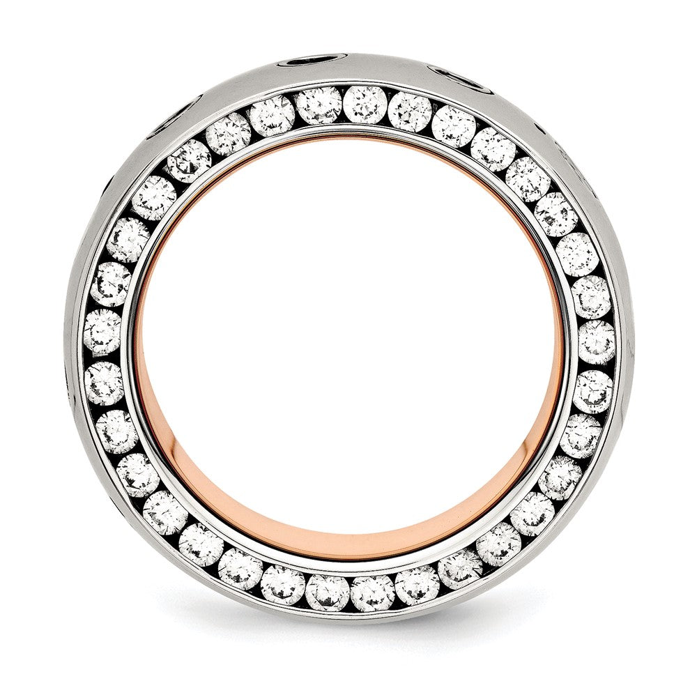 Exclusive 7mm Polished Rose IP-Plated Stainless Steel Band with CZ Accents