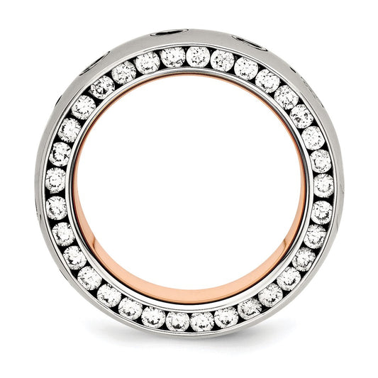 Exclusive 7mm Polished Rose IP-Plated Stainless Steel Band with CZ Accents
