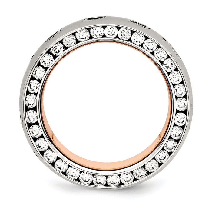 Buy Stylish 7mm Polished Rose IP-Plated Stainless Steel Chisel Band with CZ-2