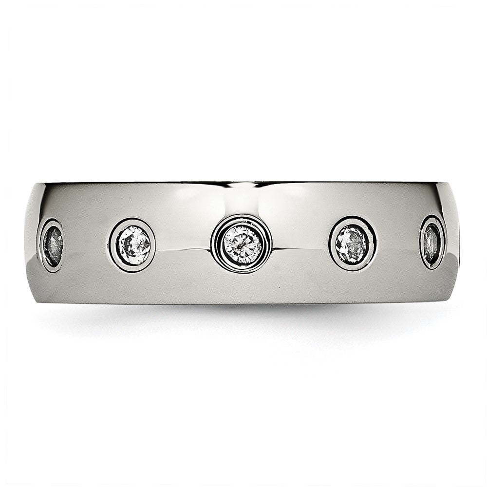Exclusive 7mm Polished Rose IP-Plated Stainless Steel Band with CZ Accents