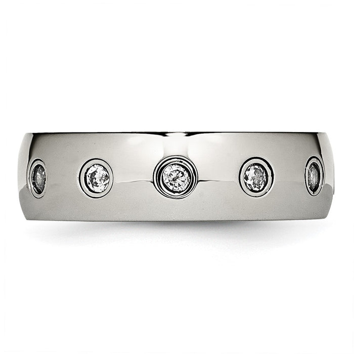 Exclusive 7mm Polished Rose IP-Plated Stainless Steel Band with CZ Accents-3