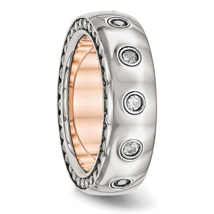 Buy Stylish 7mm Polished Rose IP-Plated Stainless Steel Chisel Band with CZ-4