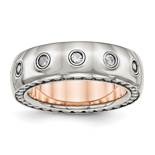 High-Quality Polished Rose IP-Plated 7mm Band with CZ Accents - Stylish Value