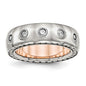 Buy Stylish 7mm Polished Rose IP-Plated Stainless Steel Chisel Band with CZ-1