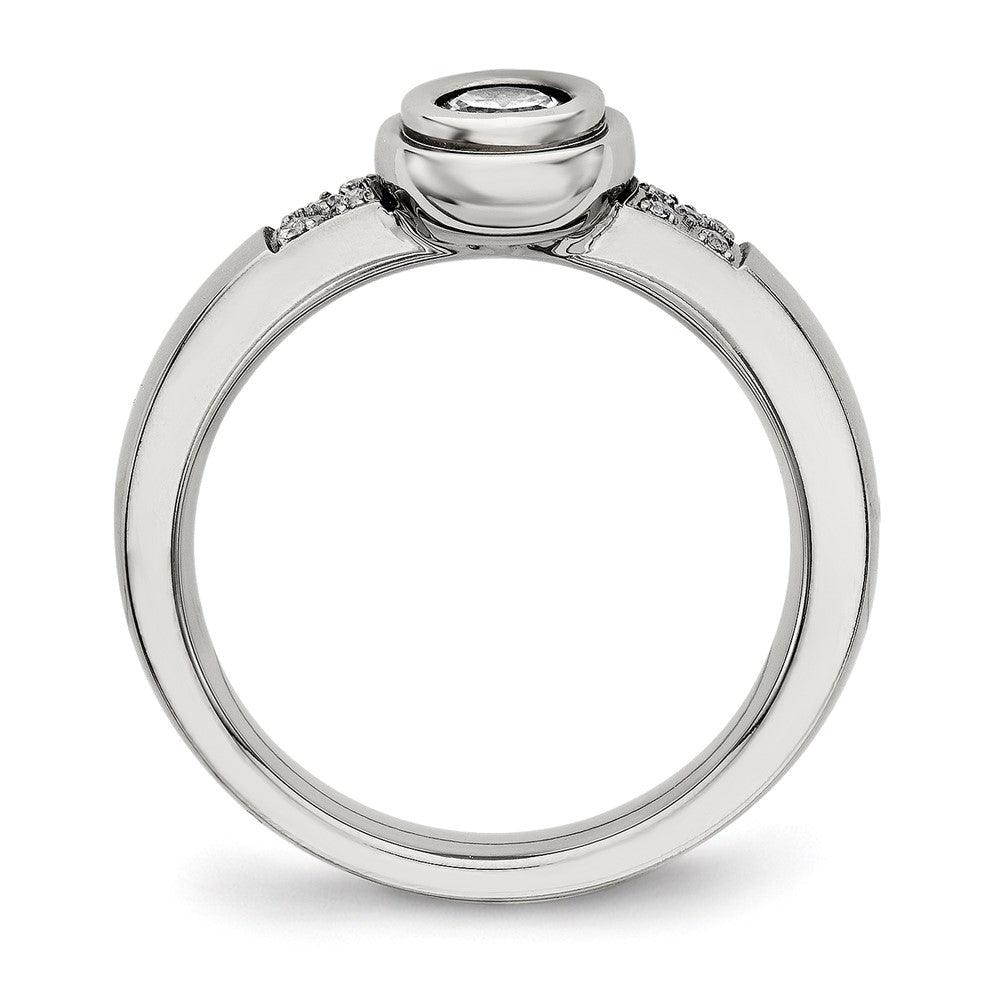 High-Quality Polished CZ Ring 14K Gold, Stylish Chiseled Stainless Steel Design