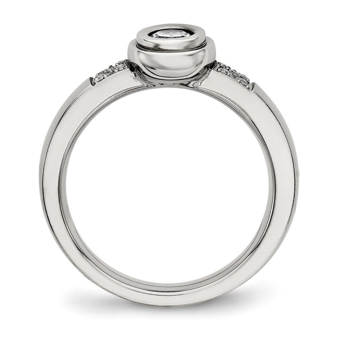 High-Quality Polished CZ Ring 14K Gold, Stylish Chiseled Stainless Steel Design-2