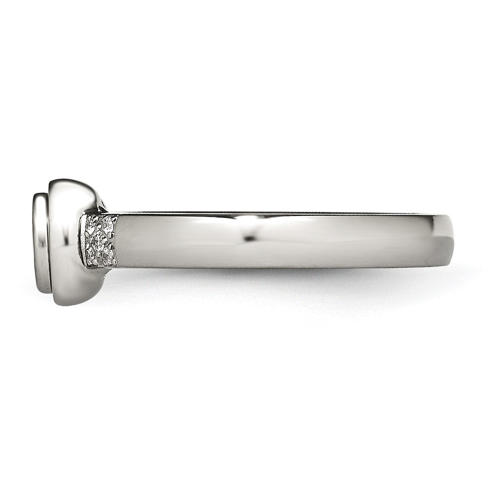 High-Quality Polished CZ Ring 14K Gold, Stylish Chiseled Stainless Steel Design