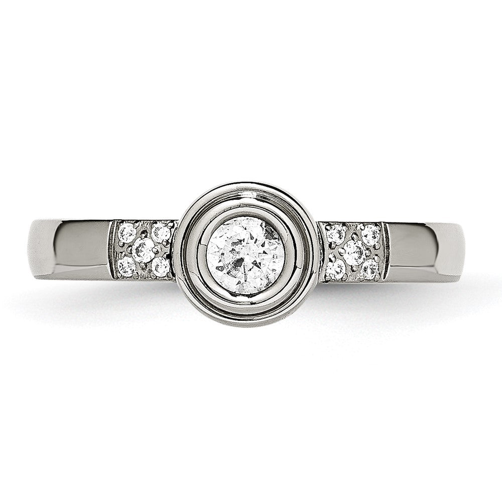 High-Quality Polished CZ Ring 14K Gold, Stylish Chiseled Stainless Steel Design