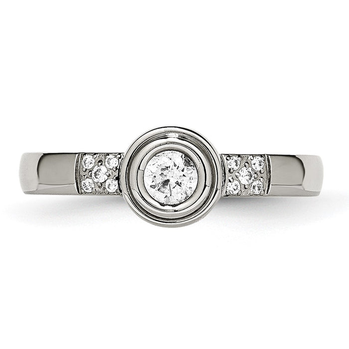 High-Quality Polished CZ Ring 14K Gold, Stylish Chiseled Stainless Steel Design-4