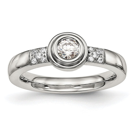 Buy Stylish Polished CZ Ring - Chiseled Stainless Steel - Affordable Elegance