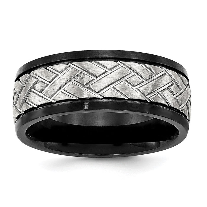 Exclusive 8mm Grooved Band in Brushed Black IP-Plated Stainless Steel-1