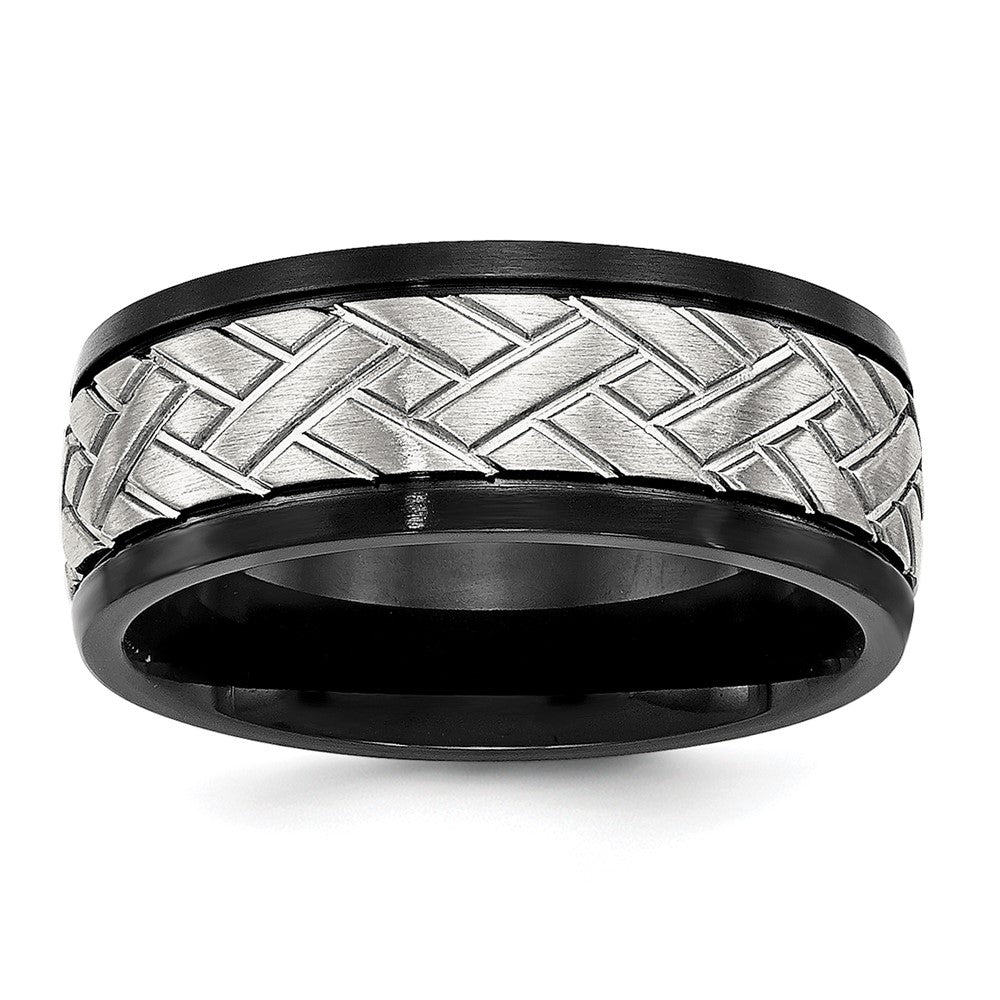 Exclusive 8mm Grooved Band in Brushed Black IP-Plated Stainless Steel | Luxury Value