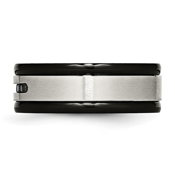 Buy Exclusive Chisel 8mm Grooved Band - Stylish Stainless Steel with Black CZ-3