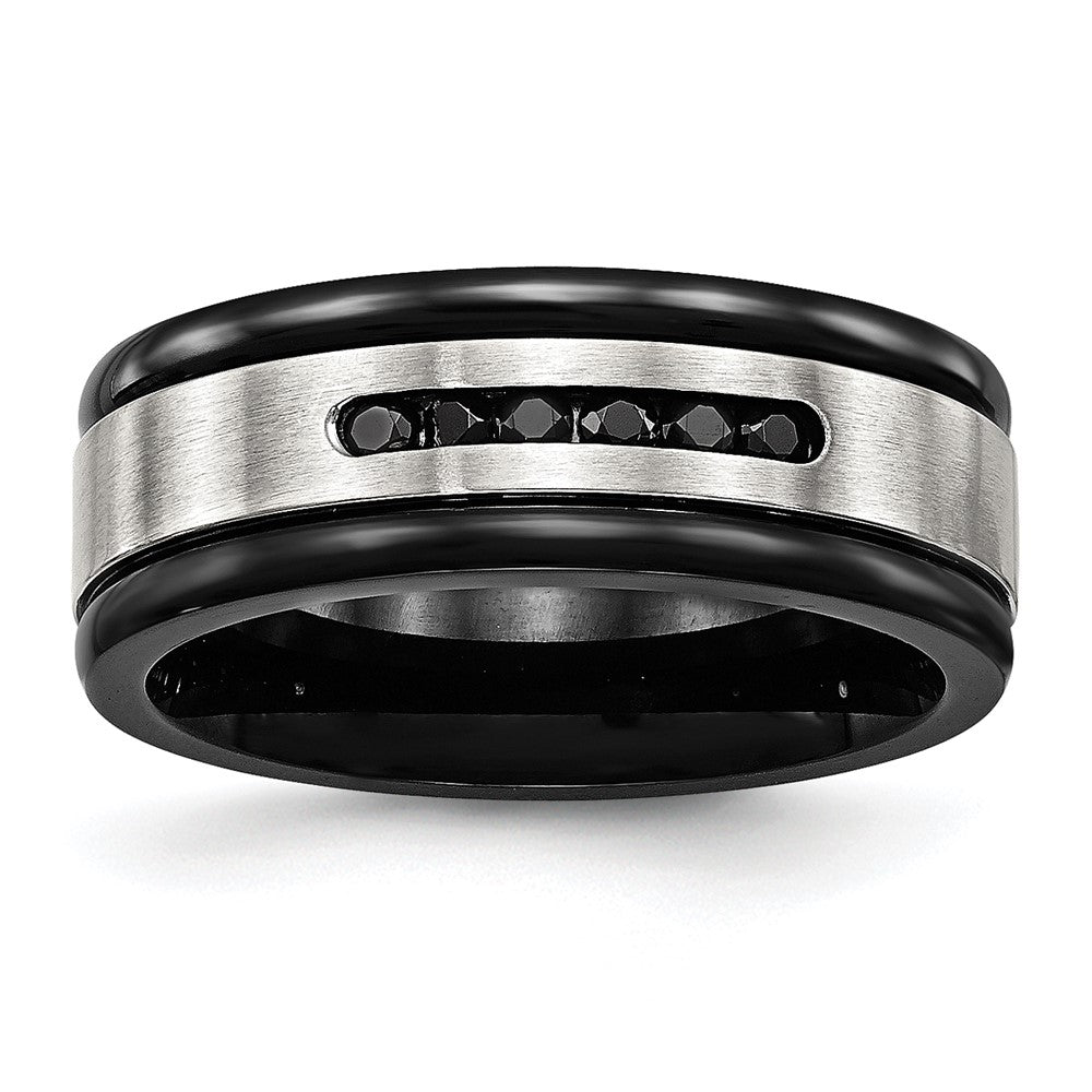 Exclusive 8mm Chisel Grooved Band in Stainless Steel | Stylish Black IP-Plating