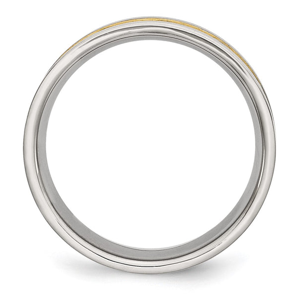 Brushed Yellow IP-Plated 8mm Grooved Band in Stainless Steel