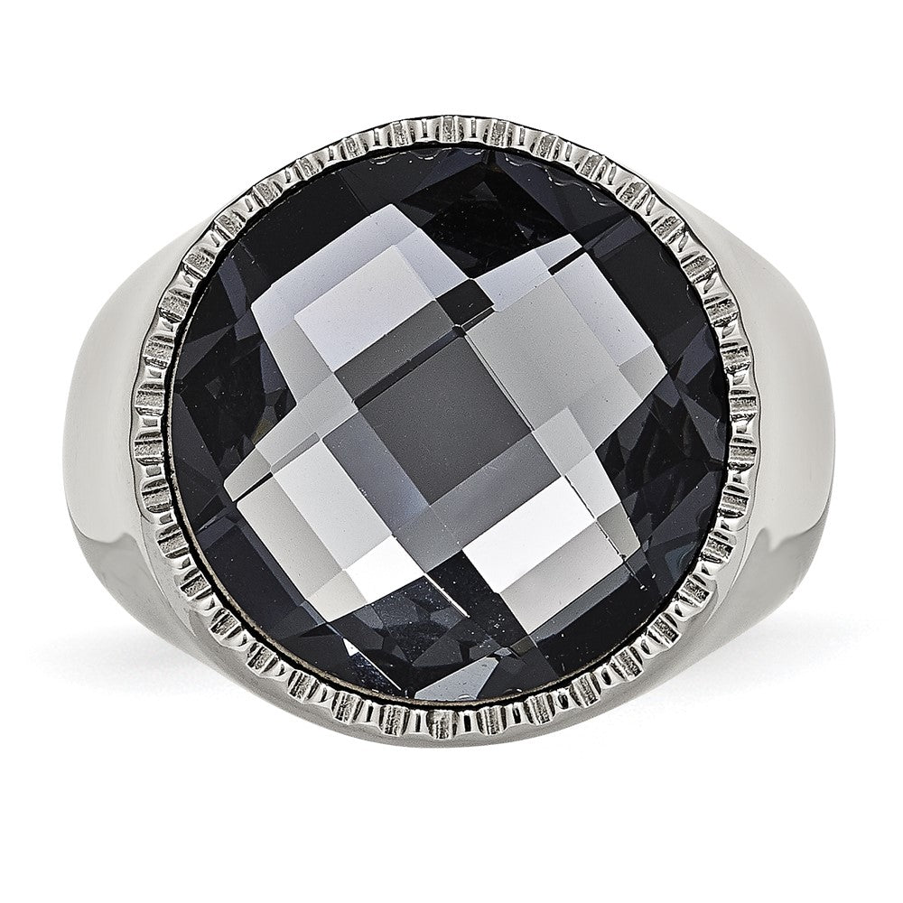 Shop Stylish Chisel Polished Grey Glass Ring | Durable Stainless Steel Finish