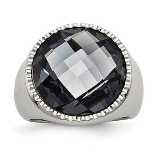 Exclusive Polished Grey Glass Ring 14K Gold & Stainless Steel Design
