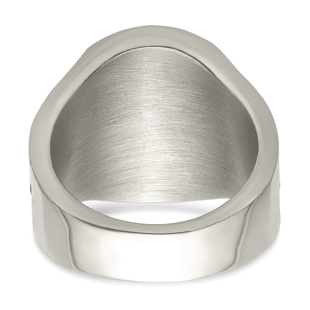 Exclusive Antiqued Stainless Steel Ring with Red Enamel Cross - Stylish Design