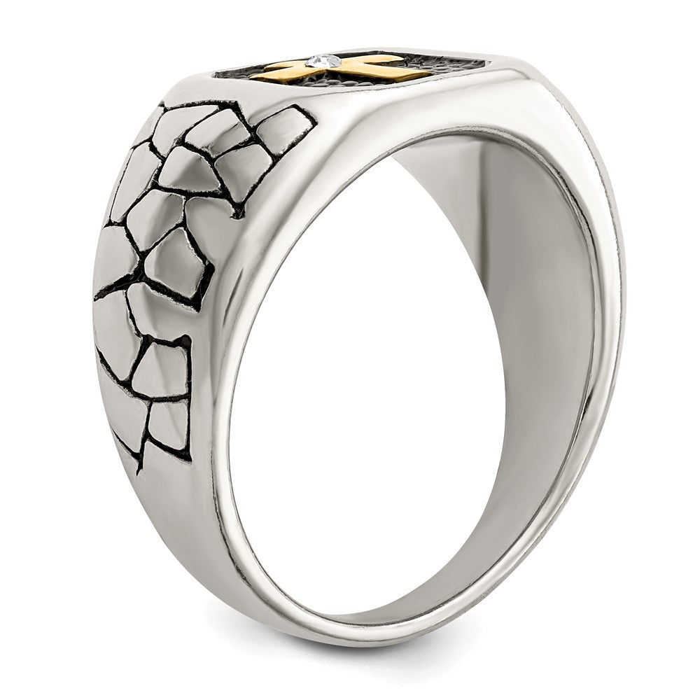 Shop Stylish Chisel Stainless Steel Crystal Cross Ring - 14MM, Yellow IP-Plated
