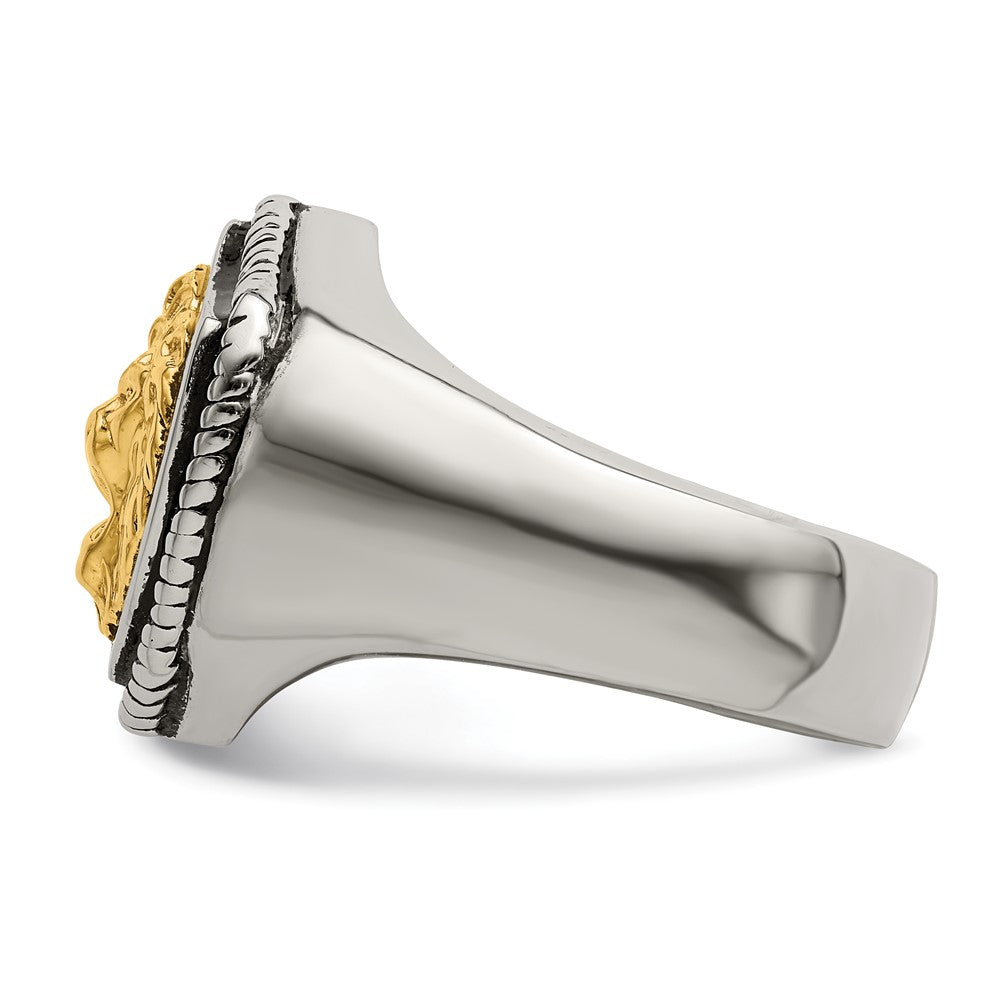 Buy Stylish Lion Shield Ring in 14K Gold & Stainless Steel - High-Quality Design