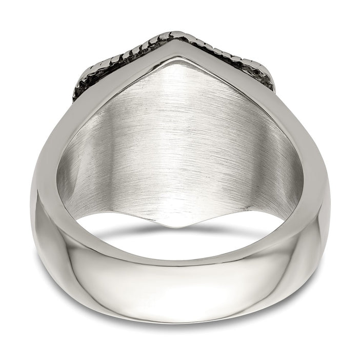 Shop Exclusive Antiqued Lion Shield Ring in Chiseled Stainless Steel & 14K Gold-5