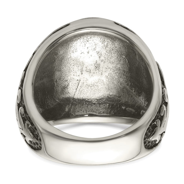 Exclusive Antiqued & Polished Cross Ring - 14K Gold Accents, Stylish Stainless Steel-6