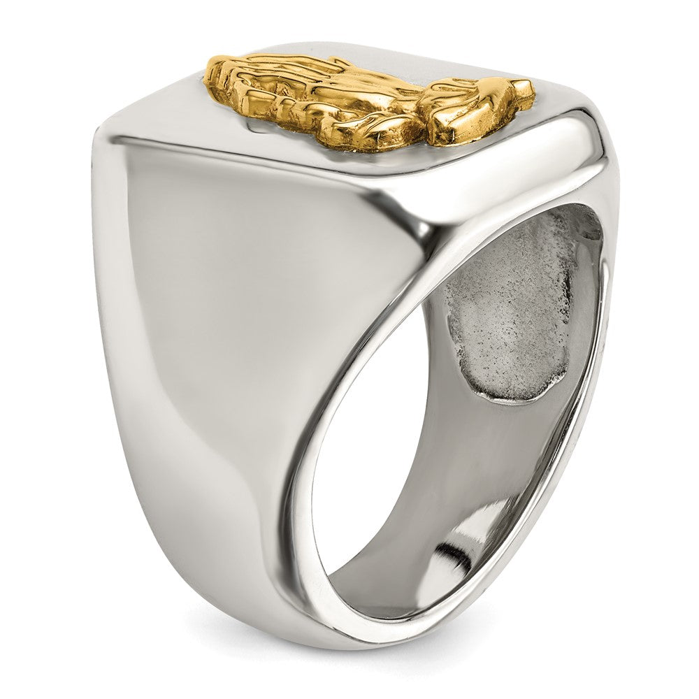 Buy Stylish Polished Praying Hands Ring in 14K Gold & Stainless Steel