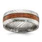 Exclusive 8mm Polished Chisel Damascus Steel Band with Sapele Wood Inlay-2
