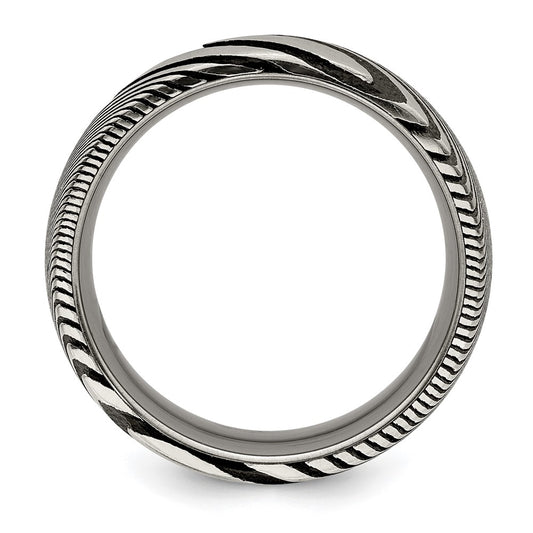 Buy Stylish 8mm Polished Chisel Damascus Steel Ring - Luxury and Value Combined