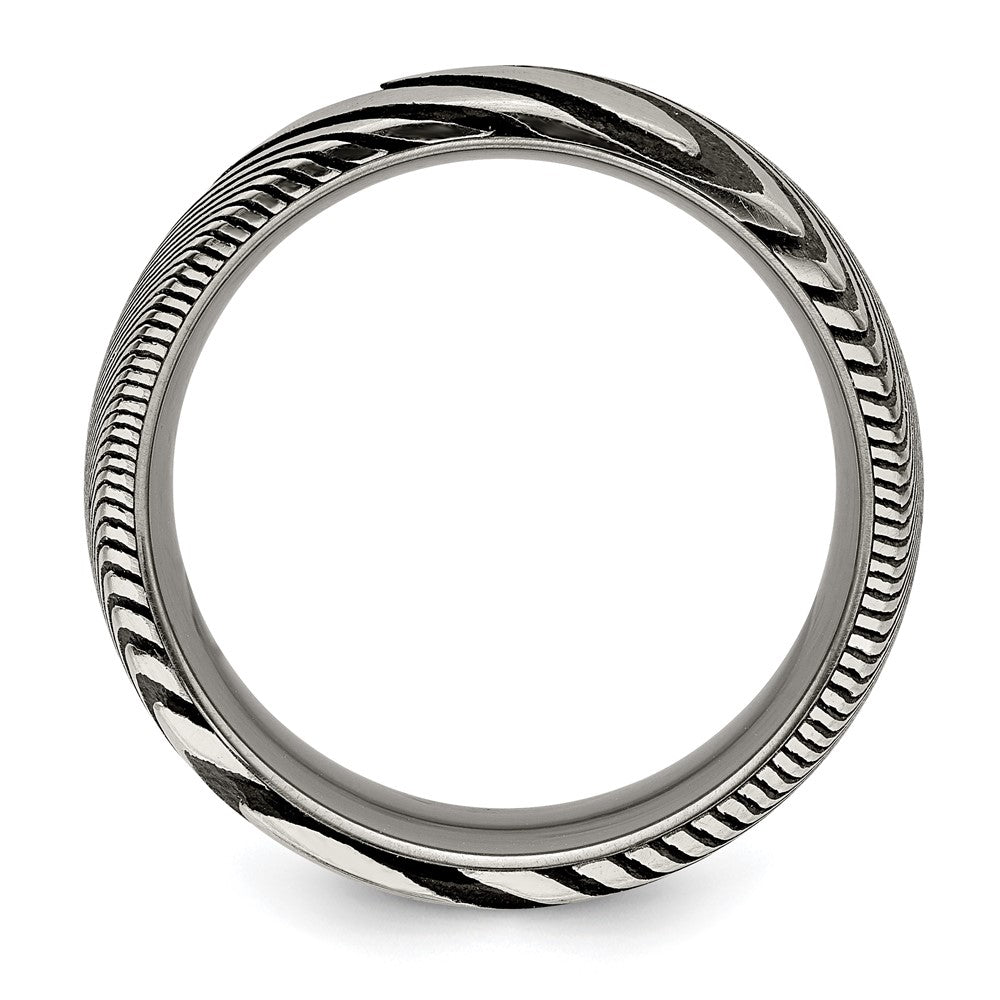High-Quality 8mm Polished Chisel Damascus Steel Ring - Stylish & Affordable!