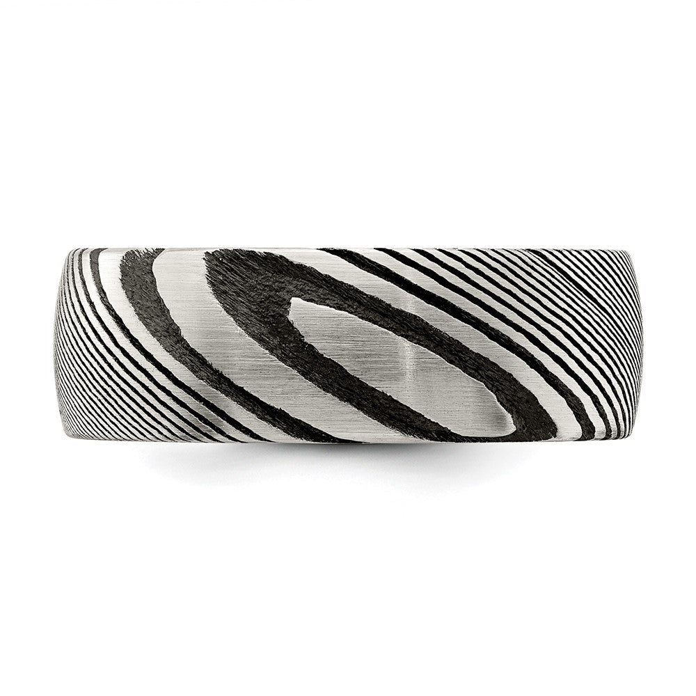 High-Quality 8mm Polished Chisel Damascus Steel Ring - Affordable Luxury Design