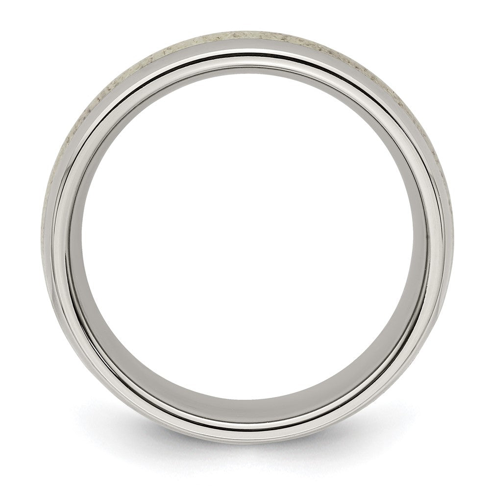 Buy Stylish Polished Stainless Steel Chisel Band with Antler Inlay - 8mm