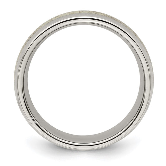 Buy Stylish Polished Stainless Steel Chisel Band with Antler Inlay - 8mm