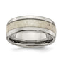 Buy Stylish 8mm Polished Stainless Steel Chisel Band with Antler Inlay-1