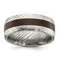 Designer Polished Chisel Damascus Steel Band, 8mm with Ebony Inlay - Luxury Value-9