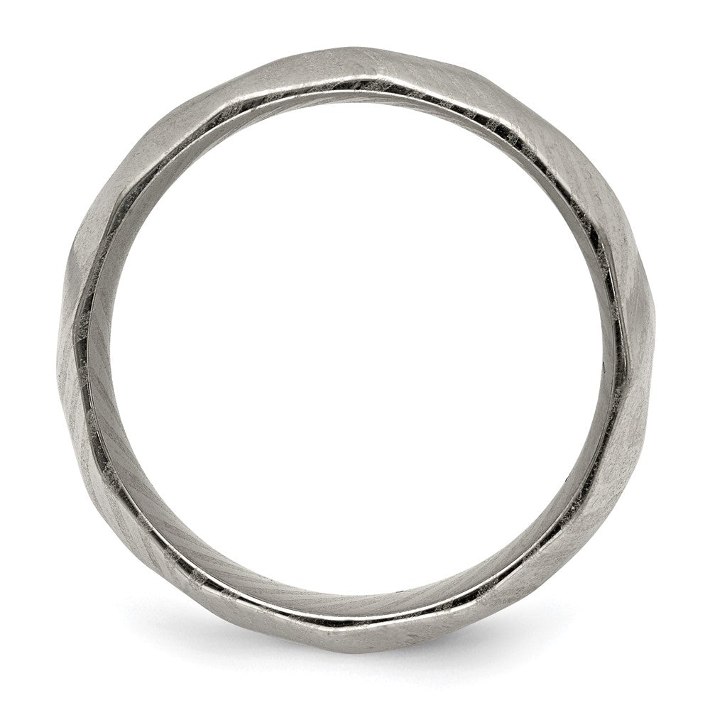 Shop Exclusive 7mm Polished Faceted Damascus Steel Band - Affordable Luxury!