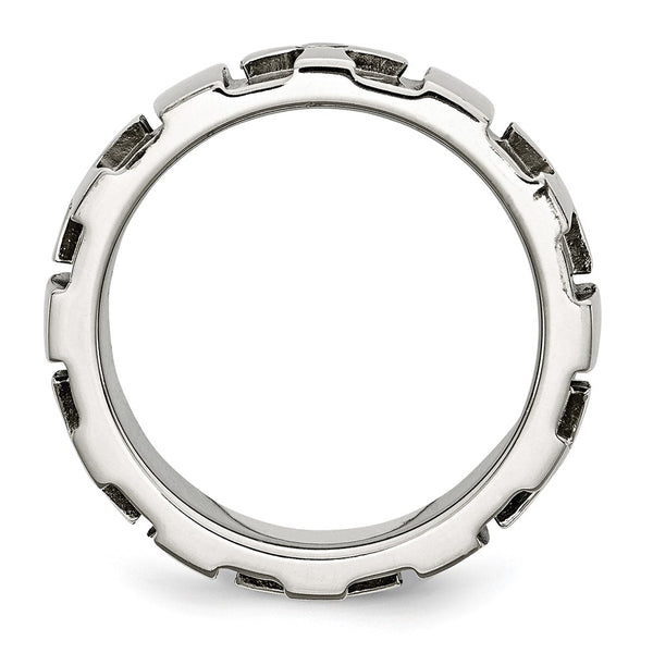 9mm Diamond Cross Band in Chisel Stainless Steel
