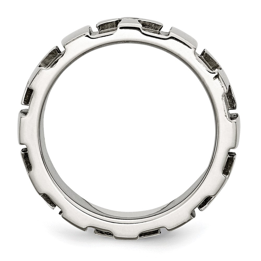 Buy Stylish 9mm Chisel Stainless Steel Band with 3pt Diamond Cross Design