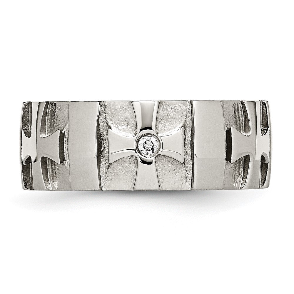 Buy Stylish 9mm Chisel Stainless Steel Diamond Cross Band - 3pt Quality
