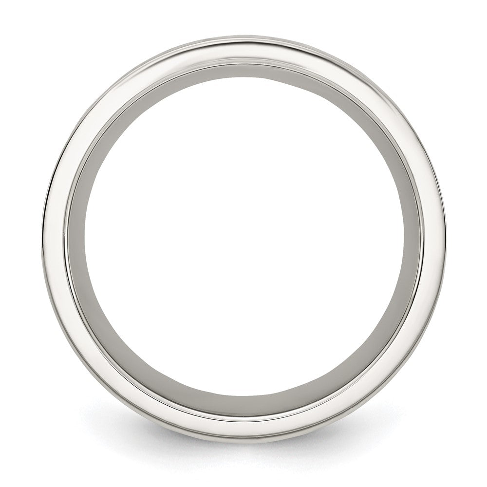 Buy Stylish 8mm Polished Stainless Steel Chisel Band with Wood Inlay