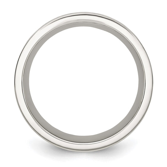 High-Quality Polished Stainless Steel Chisel Band - 8mm, Stylish Wood Inlay